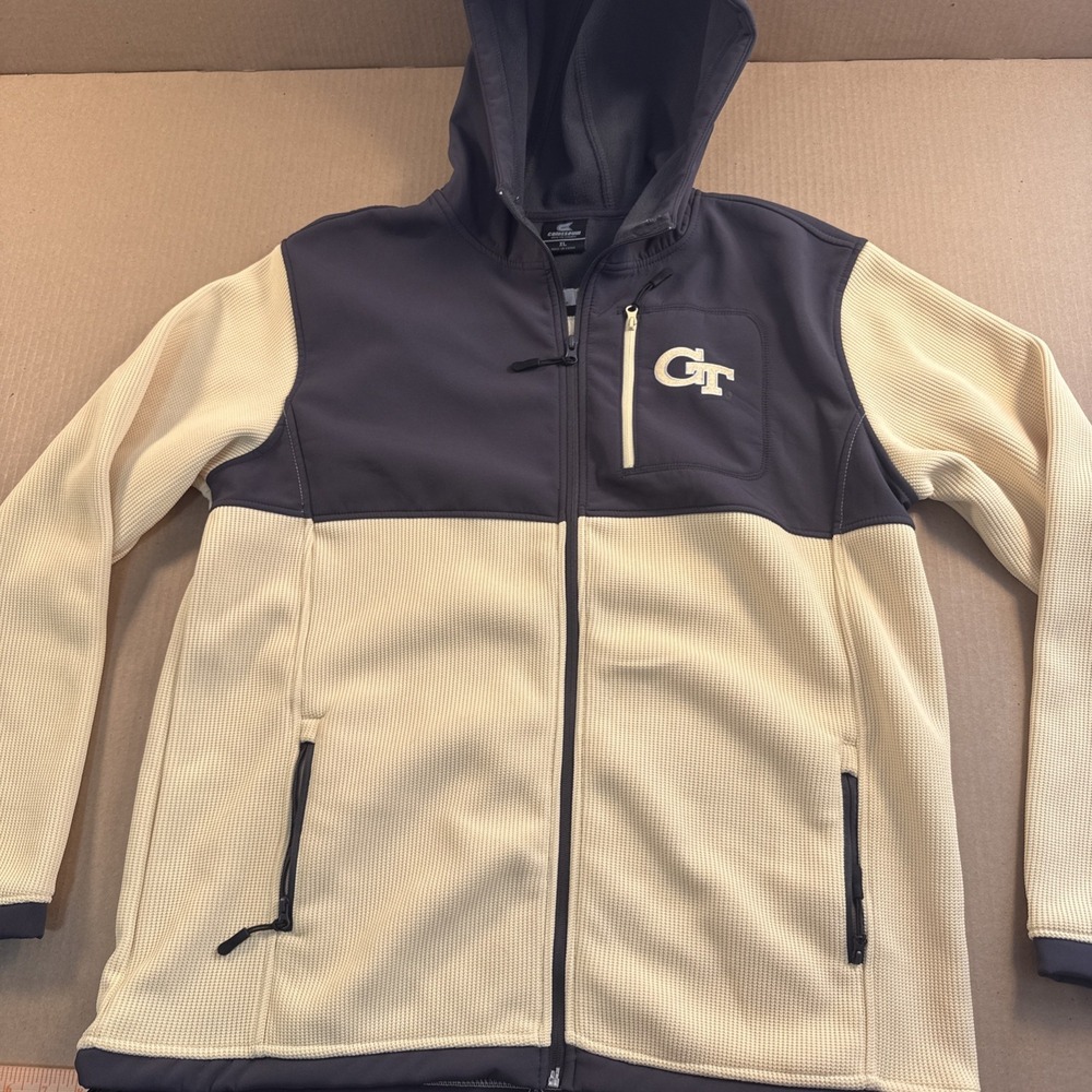 Colosseum Athletics Georgia Tech, Waffle Fleece Hoodie Jacket XL